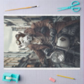 Decoupage Steampunk Leo Leopard Motorrad-Fahrer Seidenpapier (Basteln)