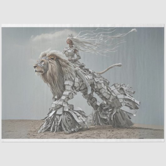Decoupage Steampunk Lion Lioness Landscape Seidenpapier (Vorderseite)