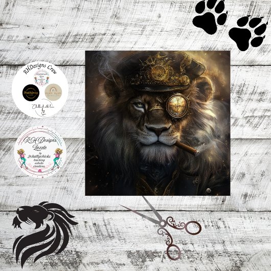Decoupage Steampunk Mechanischer Monarch Löwe Seidenpapier