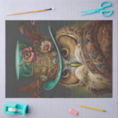 Decoupage Steampunk Owl Aquamarin & Featherhut Seidenpapier (Basteln)