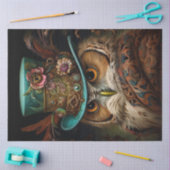 Decoupage Steampunk Owl Dunkler Hintergrund Seidenpapier (Basteln)