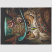 Decoupage Steampunk Owl Dunkler Hintergrund Seidenpapier (Vorderseite)