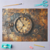 Decoupage Steampunk Patina Rusted Roman Clock Seidenpapier (Basteln)