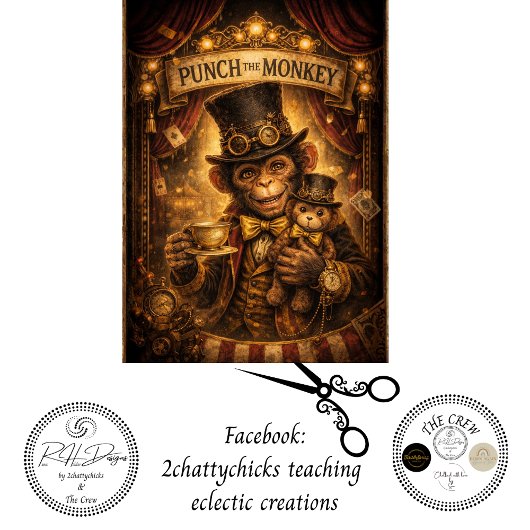 Decoupage Steampunk Punch den Affen  Seidenpapier
