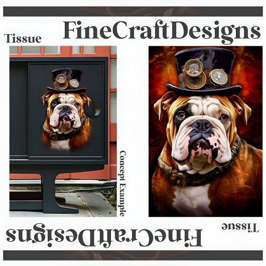 Decoupage Steampunk Regal British Bulldog Verließ  Seidenpapier