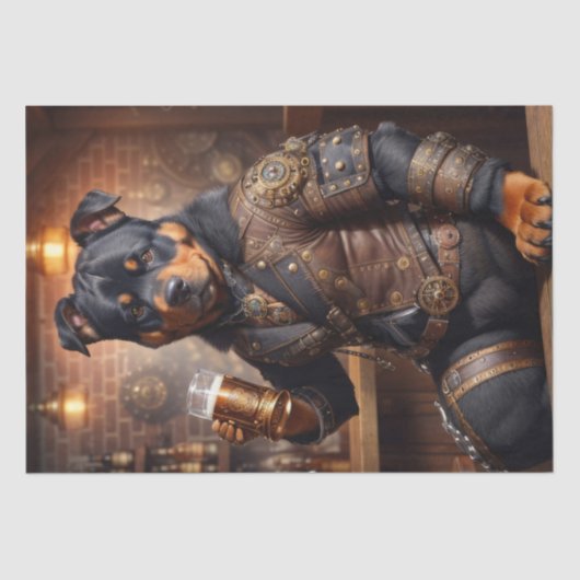 Decoupage - Steampunk rottweiler dog und bier - Seidenpapier (Vorderseite)