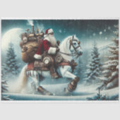 Decoupage Steampunk Santa Riding Weißes Pferd Seidenpapier (Vorderseite)