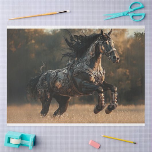 Decoupage Steampunk Stallion Kupfer IRONMANE Seidenpapier (Basteln)