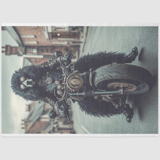 Decoupage Steampunk Standard Poodle Riding Bike Seidenpapier (Vorderseite)