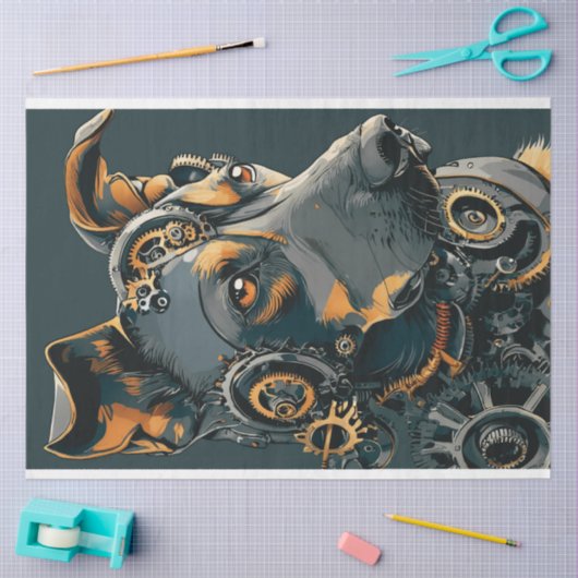 Decoupage Steampunk Steal Dog Seidenpapier (Basteln)