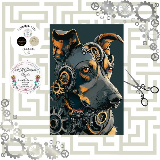 Decoupage Steampunk Steal Dog Seidenpapier