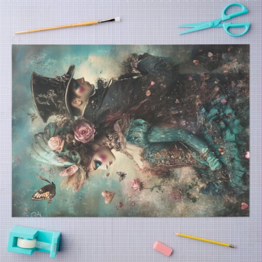 Decoupage Steampunk Valentine Couple in Liebe Seidenpapier (Basteln)