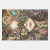 Decoupage Steampunk Viktorianisch Lady Butterfly Geschenkpapier Set (Vorderseite 2)