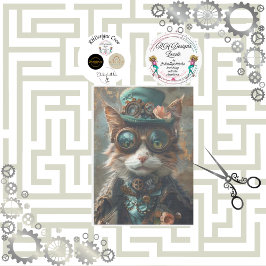 Decoupage Steampunk Viktorianisch Themed Cat Seidenpapier