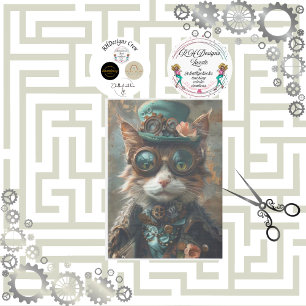 Decoupage Steampunk Viktorianisch Themed Cat Seidenpapier