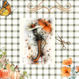 Decoupage Stiletto Whimsy Fall Feline Flair Seidenpapier
