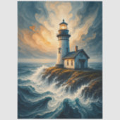 Découpage-Sturm-Leuchtturm-Küstenkunst Seidenpapier (Vorderseite)