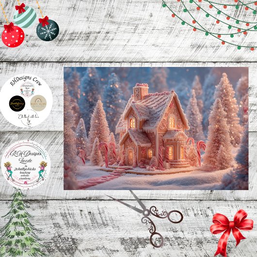 Decoupage Sugary Winter Ginger Bread House  Seidenpapier