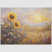 Decoupage Sunflower Field Sunrise oder Sunset Seidenpapier (Vorderseite)
