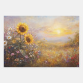 Decoupage Sunflowers Daisies Vibranred Colored Pai Geschenkpapier Set (Vorderseite)