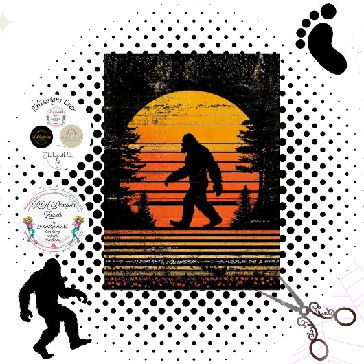 Decoupage Sunset Bigfoot Silhouette Walking  Seidenpapier