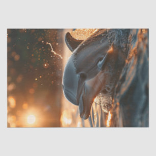 Decoupage Sunset Ocean Dolphin Golden Hues Seidenpapier
