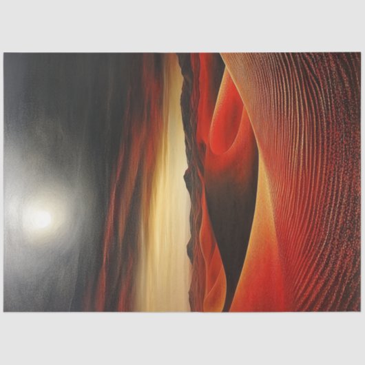 Decoupage Surreal Red Wüste Bright Vollmond Seidenpapier (Vorderseite)