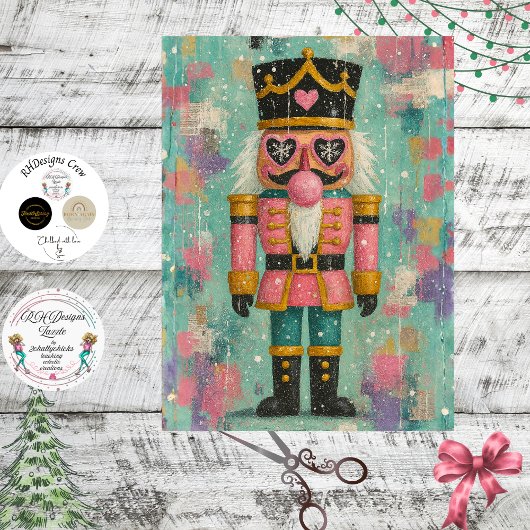 Decoupage-Süßholz-Nussknacker Bubblegum-Rosa Seidenpapier