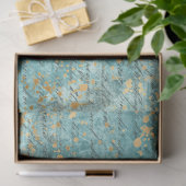 Decoupage Teal Gold Textured Faux Background  Seidenpapier (Geschenk)