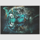 Decoupage Tiger Bold Blue Green Blend Farbe Seidenpapier (Vorderseite)