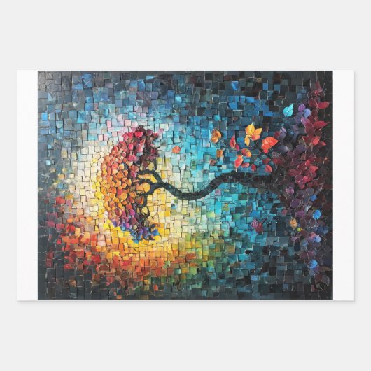 Decoupage - Tiled ceramic dreamlike tree -  Geschenkpapier Set (Vorderseite)