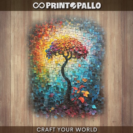 Decoupage - Tiled ceramic dreamlike tree - Geschenkpapier Set