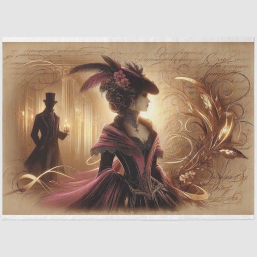 Decoupage Tissue Gothic Viktorianisch Lady Seidenpapier (Vorderseite)