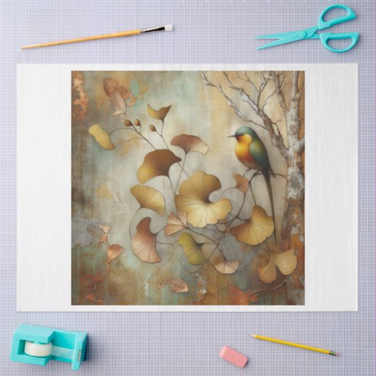 Decoupage, Tissue Paper, Bird, Ginkgo, Blätter Seidenpapier (Basteln)