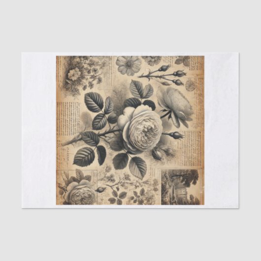 decoupage tissue paper , rozen seidenpapier (Vorderseite)