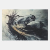 Decoupage Trio Holzkohle Rost Pferd Kunst Geschenkpapier Set (Vorderseite 2)