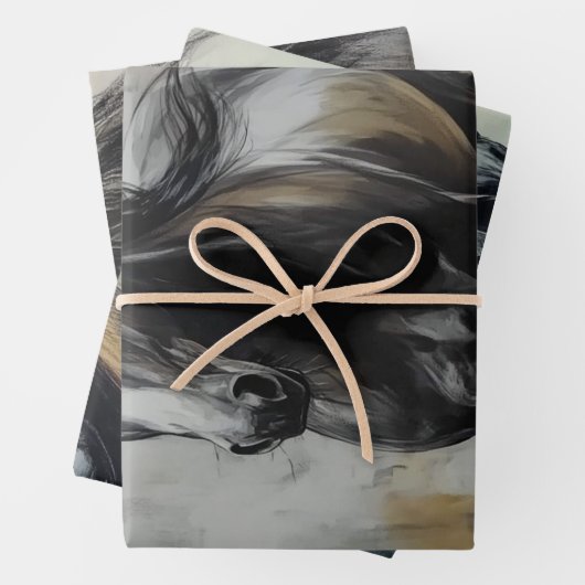 Decoupage Trio Holzkohle Rost Pferd Kunst Geschenkpapier Set (Beispiel)