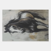 Decoupage Trio Holzkohle Rost Pferd Kunst Geschenkpapier Set (Vorderseite)