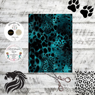 Decoupage Türkis Black Tiger Skin Seidenpapier