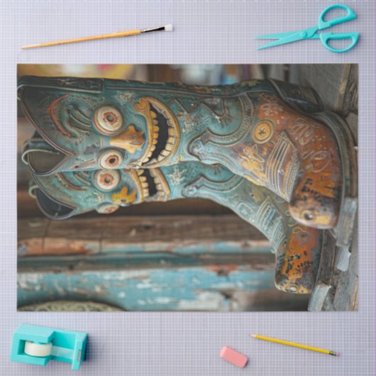 Decoupage Unique Cowboy Stiefel mit Gesichter Seidenpapier (Basteln)