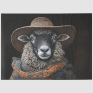 Decoupage Unique Rustic Stylish Dressed Sheep Seidenpapier