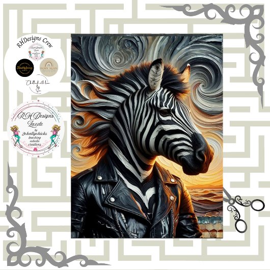 Decoupage Urban Zebra Rebel Art Seidenpapier