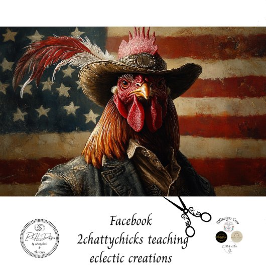 Decoupage USA Patriotic Rooster Flag Seidenpapier