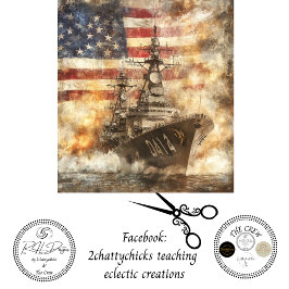 Decoupage USA Warship auf See Seidenpapier