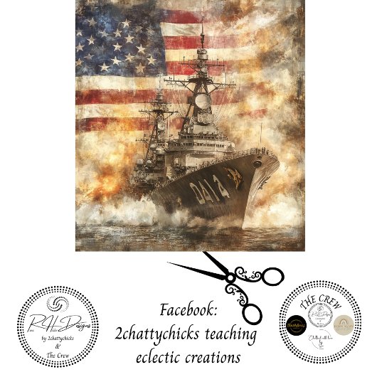 Decoupage USA Warship auf See Seidenpapier