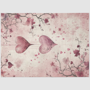 Decoupage Valentine Background Rosa Herzen Seidenpapier