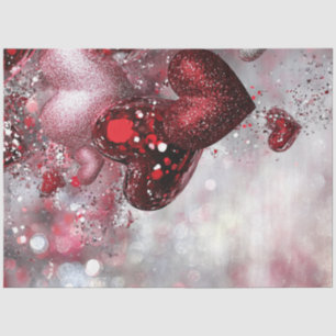 Decoupage Valentine Background Rosa Herzen Seidenpapier