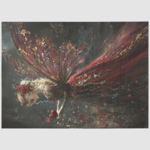 Decoupage Valentine Blonde Fairy in Red & Gold Seidenpapier