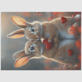 Decoupage Valentine Bunny Rabbits Kissing Seidenpapier