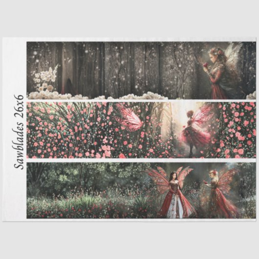 Decoupage Valentine Fairy Signs & Handsaws  Seidenpapier (Vorderseite)